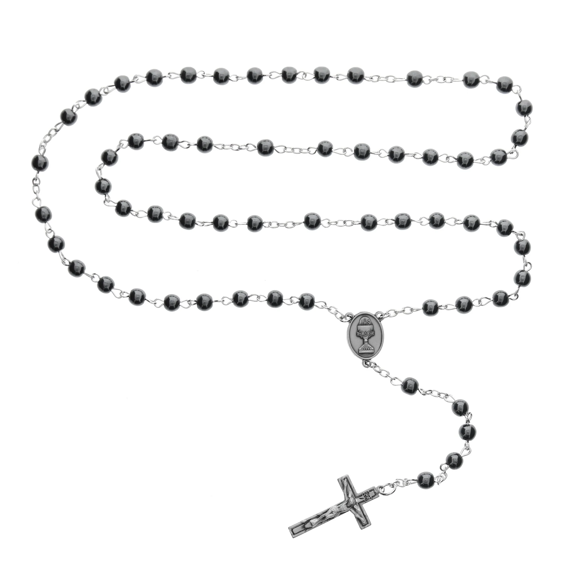Pewter and Hematite First Communion Rosary - Image 3