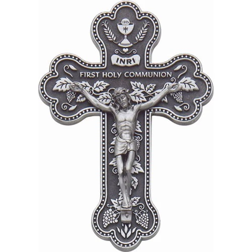 Pewter First Holy Communion Wall Crucifix - 5.5 inch - Image 2