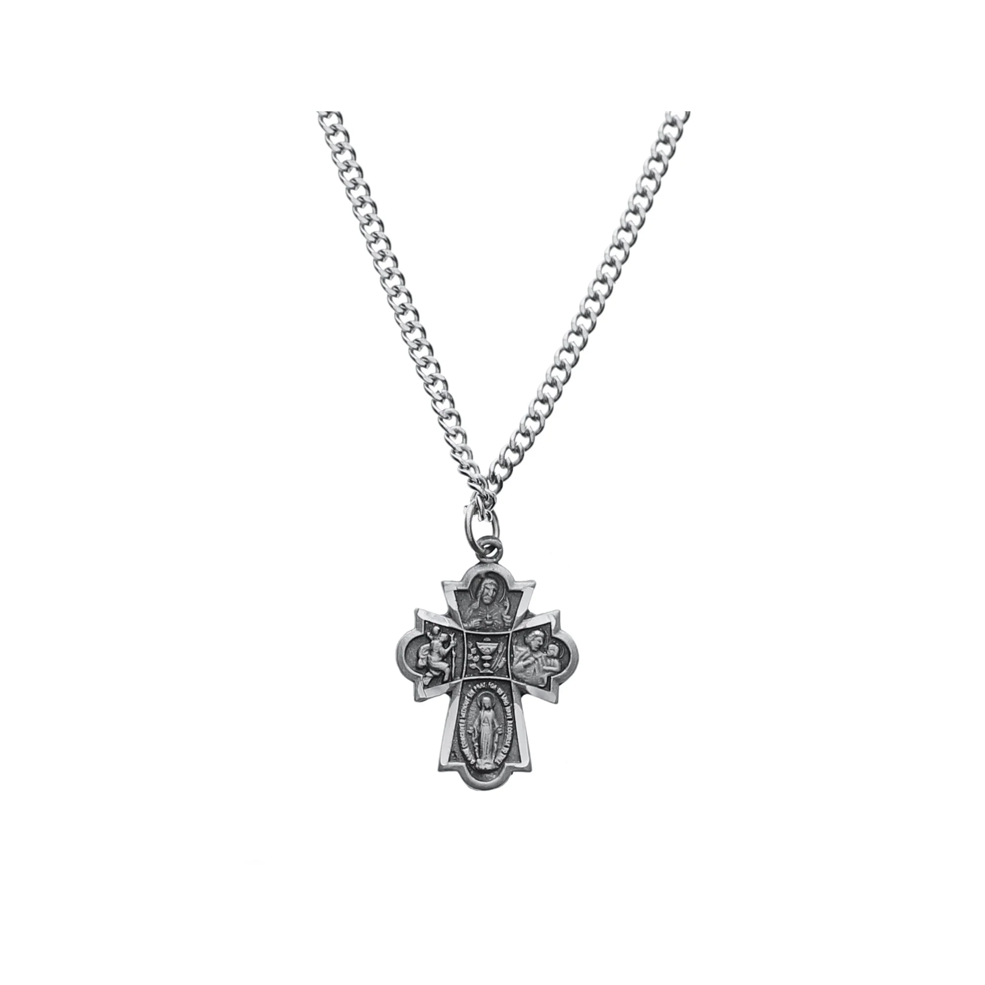 Pewter Four Way Medal with First Communion Prayer Card