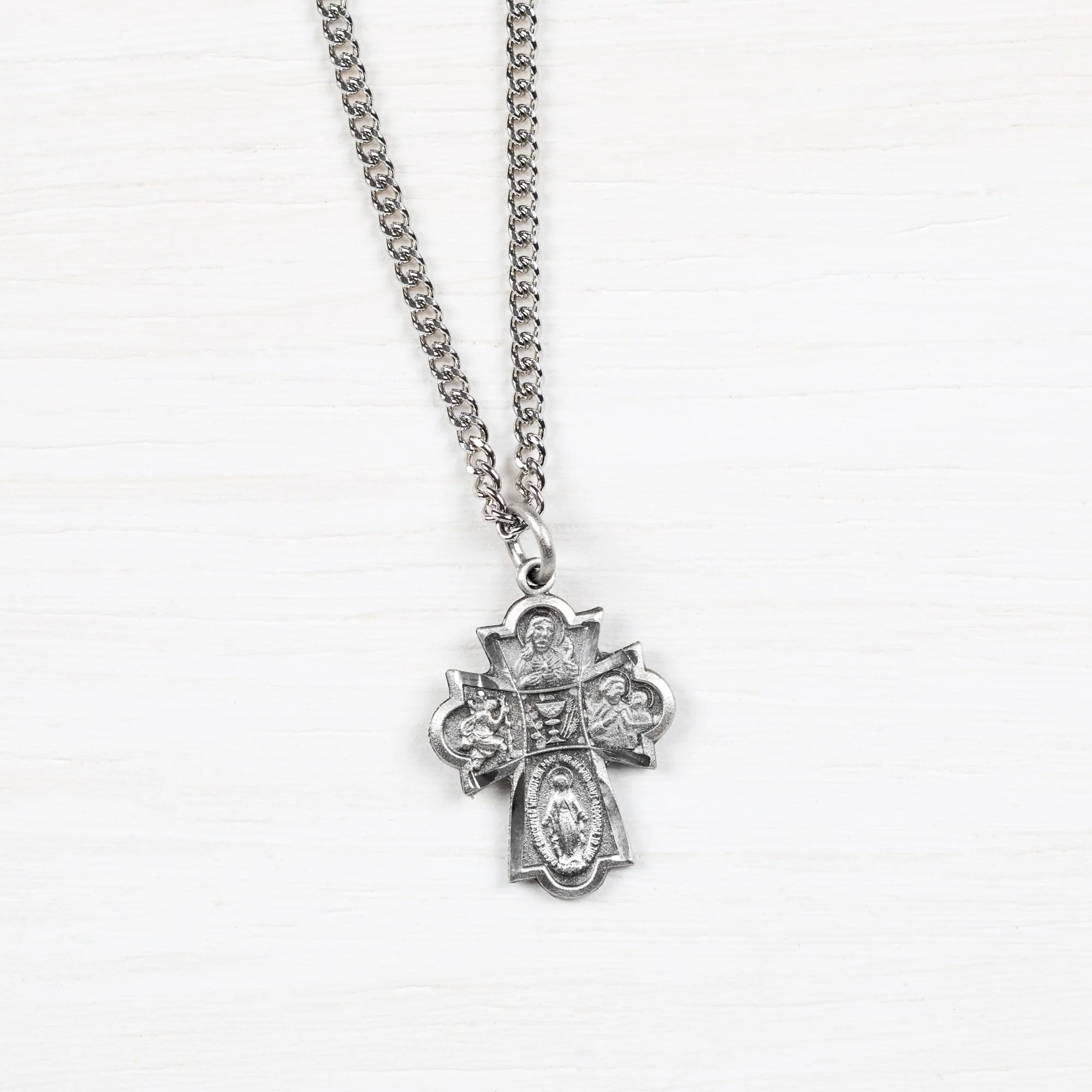 Pewter Four Way Medal with First Communion Prayer Card - Image 2