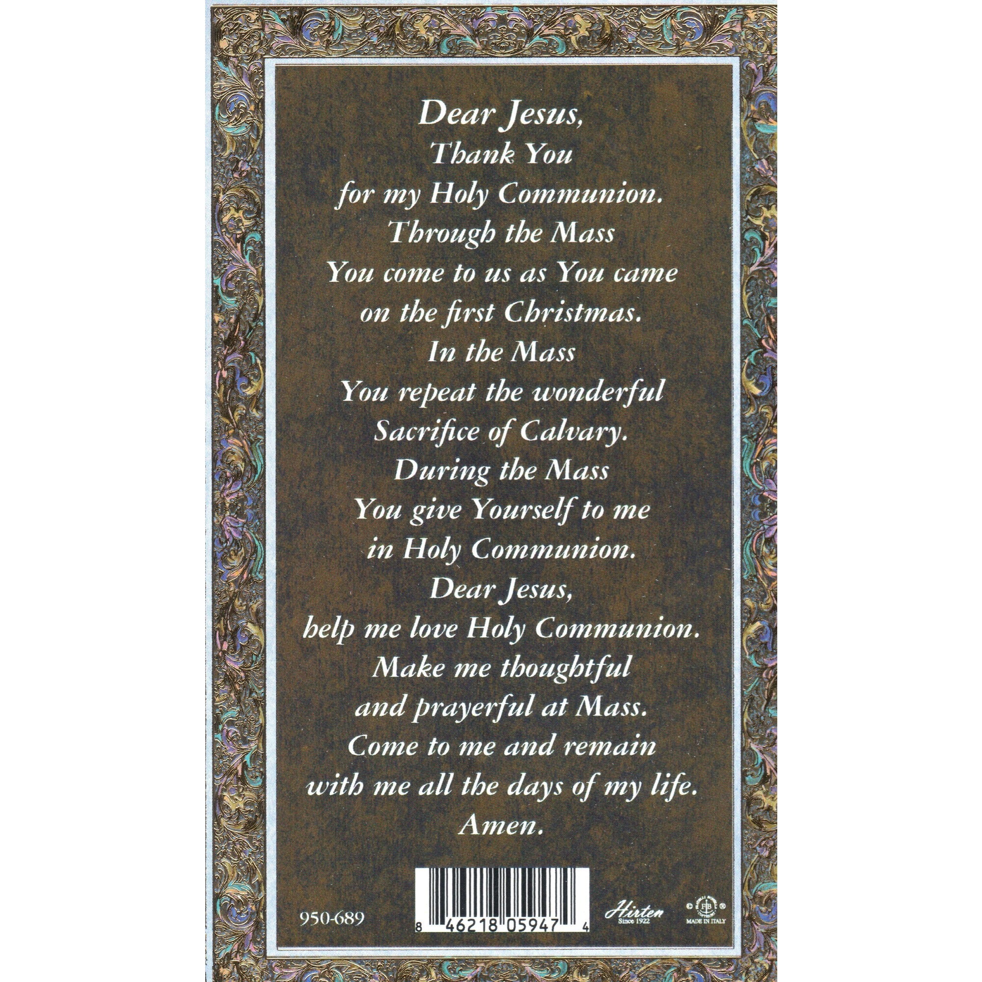 Pewter Four Way Medal with First Communion Prayer Card - Image 4