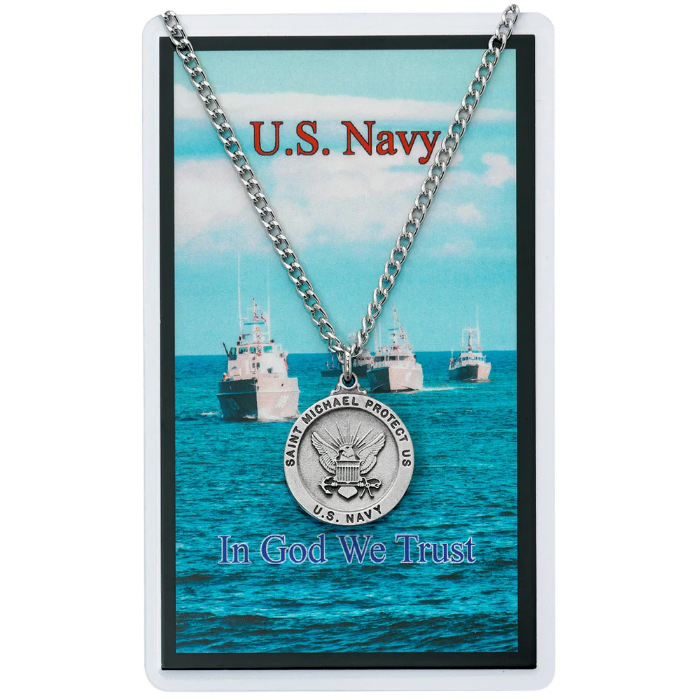 Pewter Military Branch St. Michael Medal with Prayer Card - Image 4