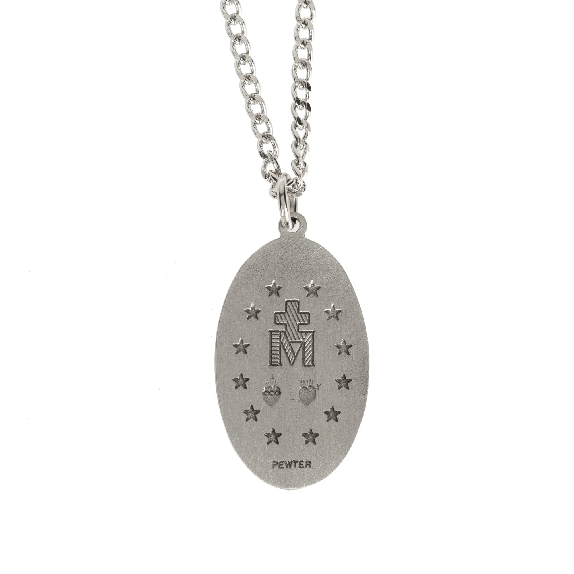 Pewter Miraculous Medal with 24 inch chain - Image 3