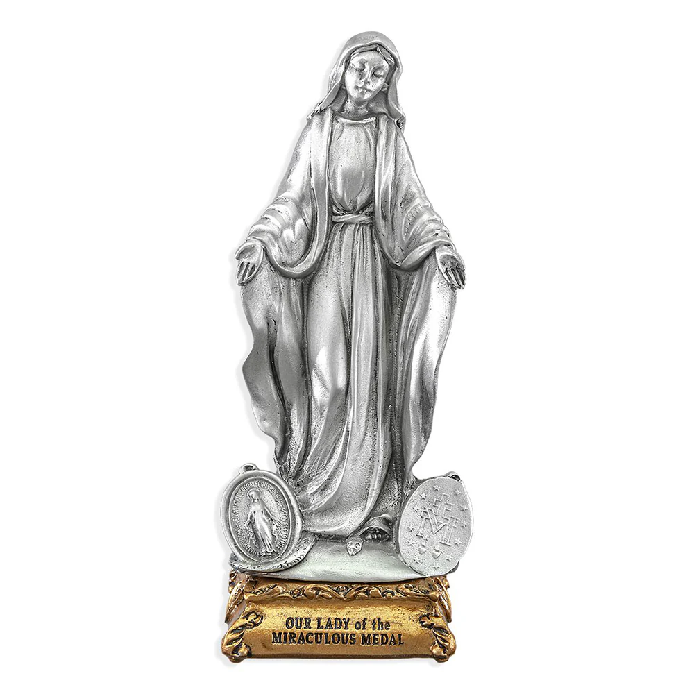 Pewter Our Lady of the Miraculous Medal  Figurine - 4 "