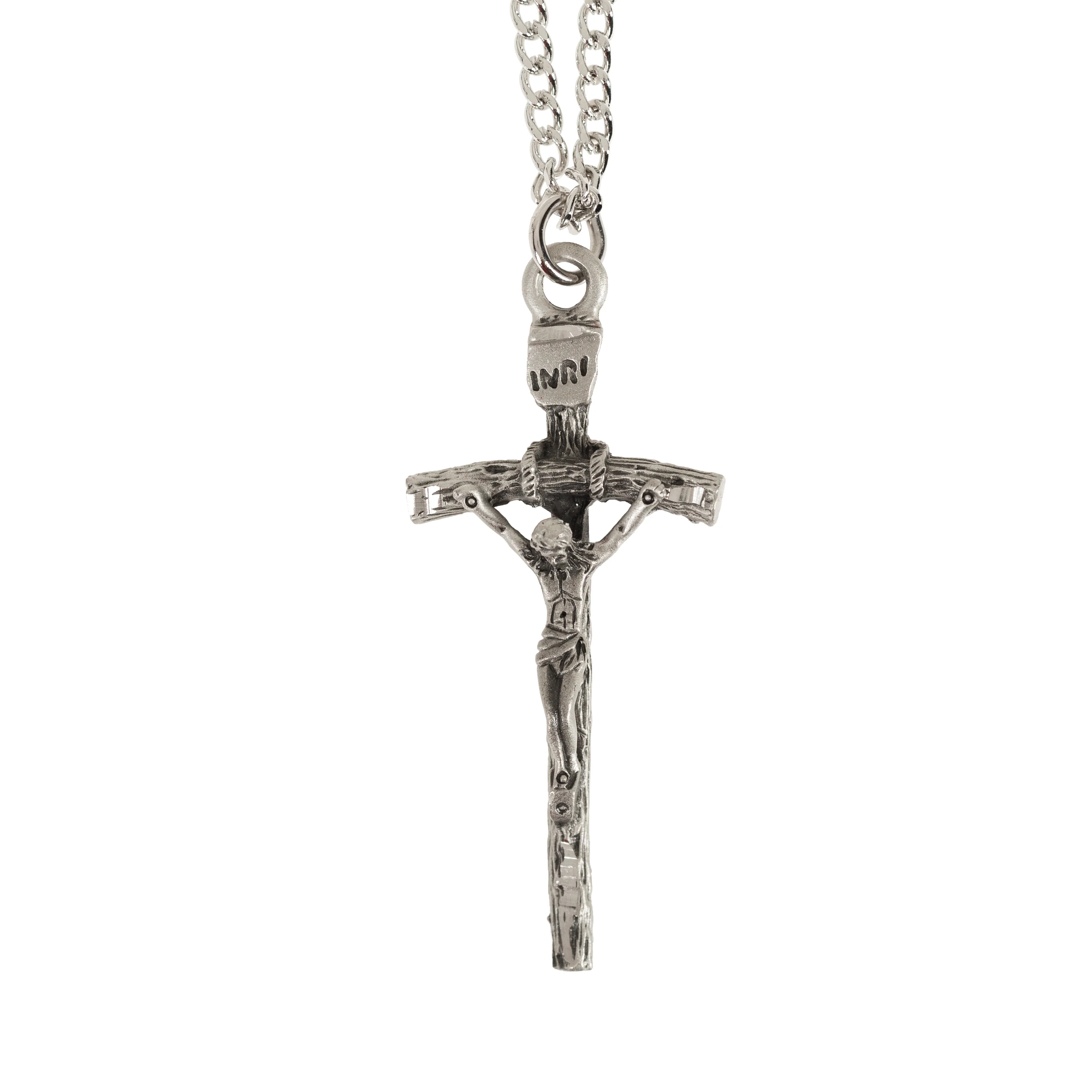 Pewter Papal Crucifix with 24 inch chain
