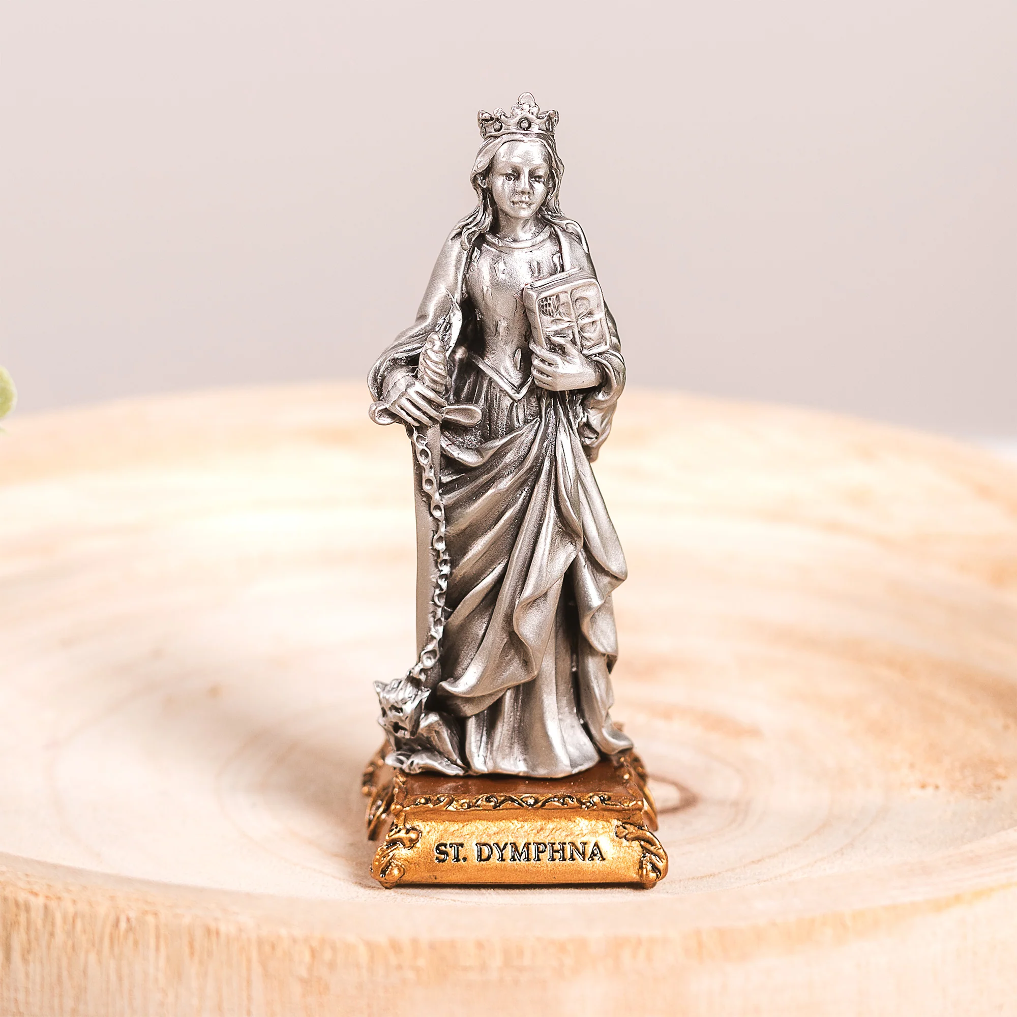 Pewter St. Dymphna Figurine - 4.5"