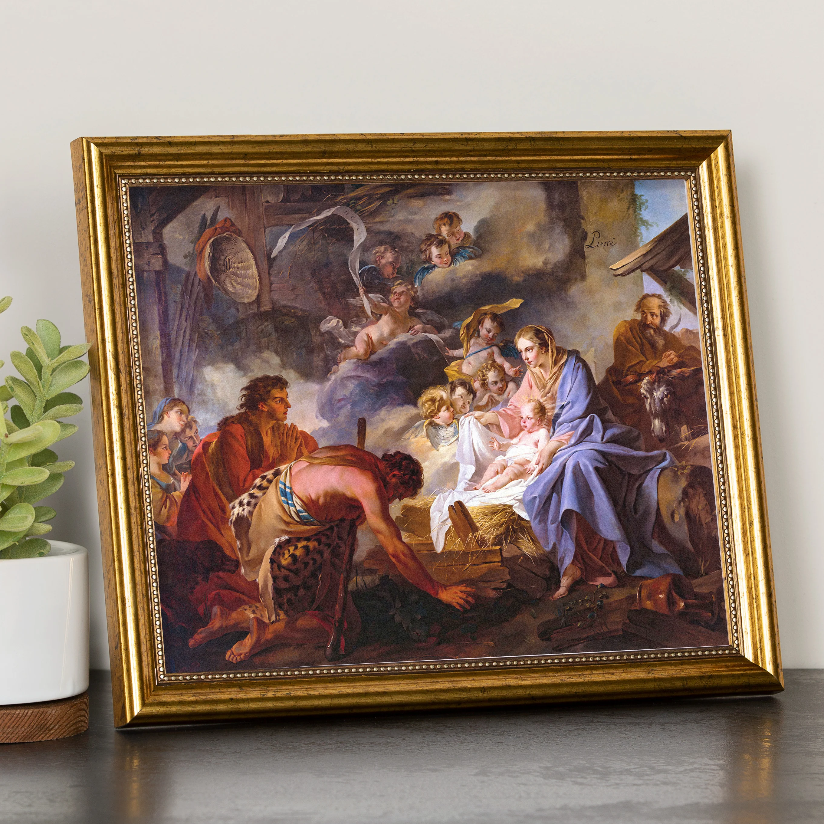 Pierre Adoration of the Shepherds Gold Framed Print - Multiple Sizes - Image 2