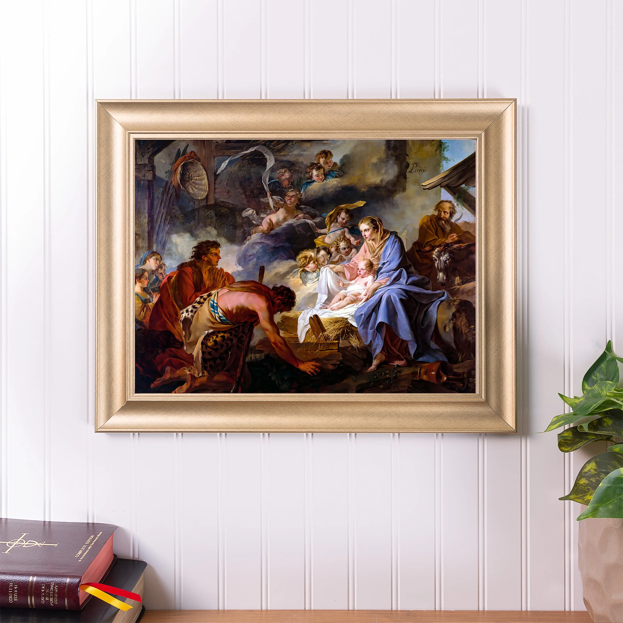 Pierre Adoration of the Shepherds Gold Framed Print - Multiple Sizes - Image 4