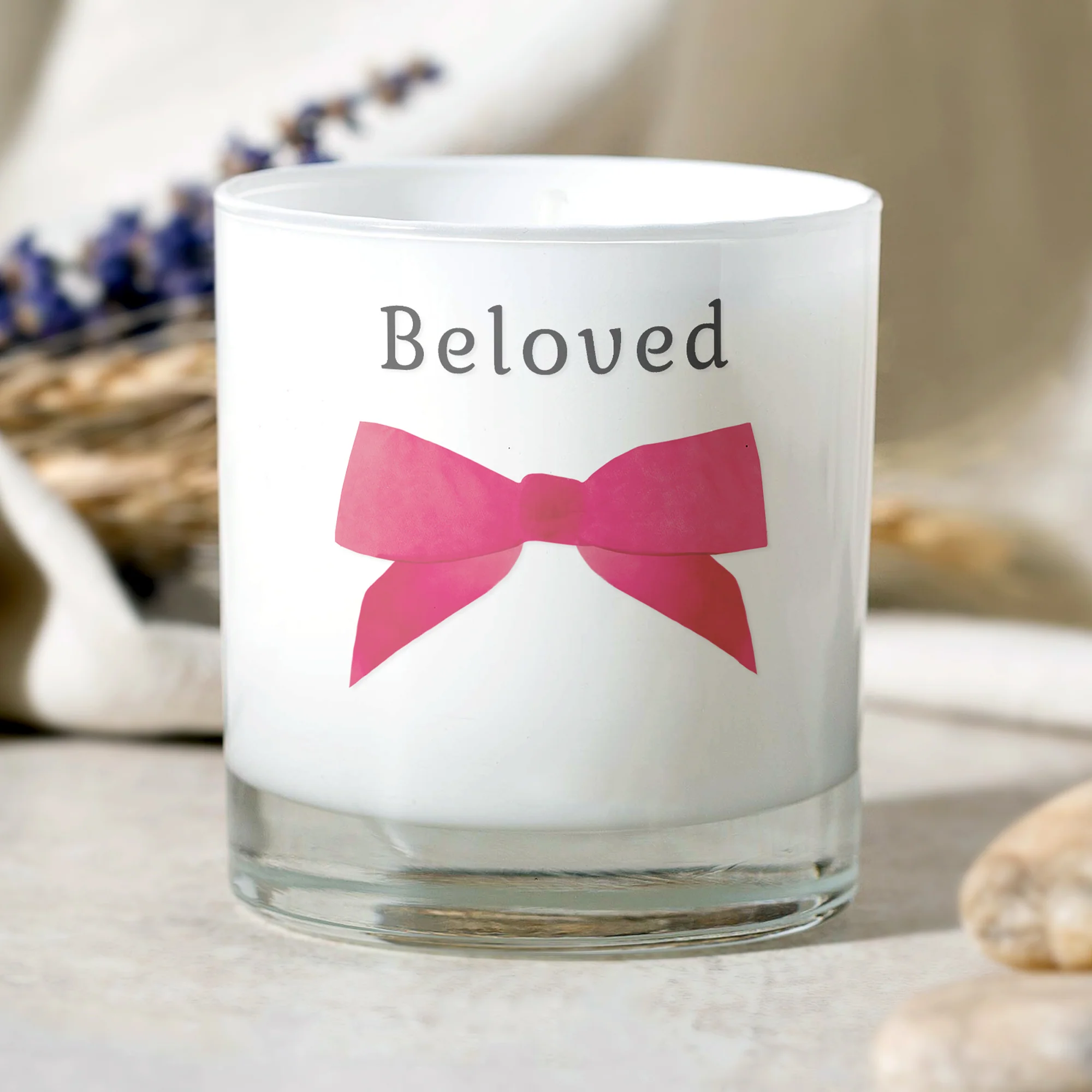 Pink Bow Beloved Candle - Image 2