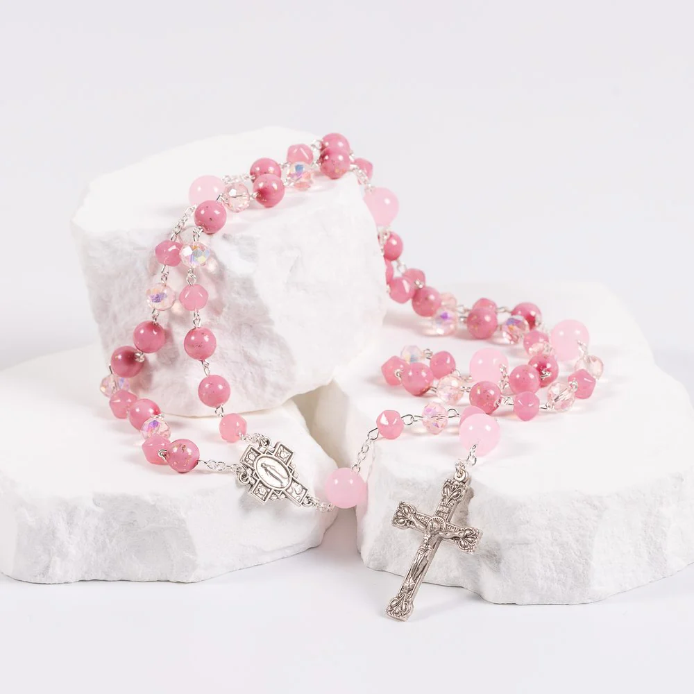 Pink Hues Glass Bead Rosary - Image 3