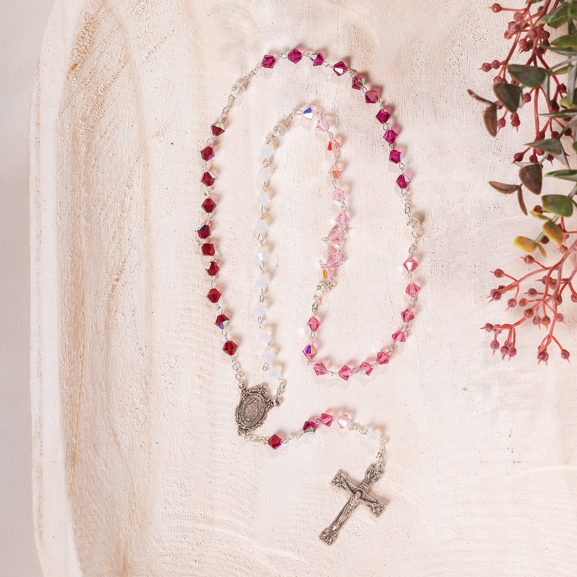 Pink Ombre Italian  Rosary - Image 2