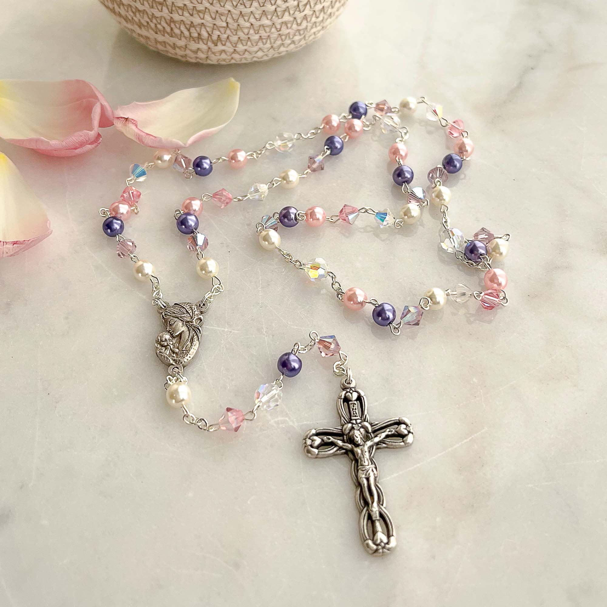 Pink & Purple Swarovski Rosary - Image 3