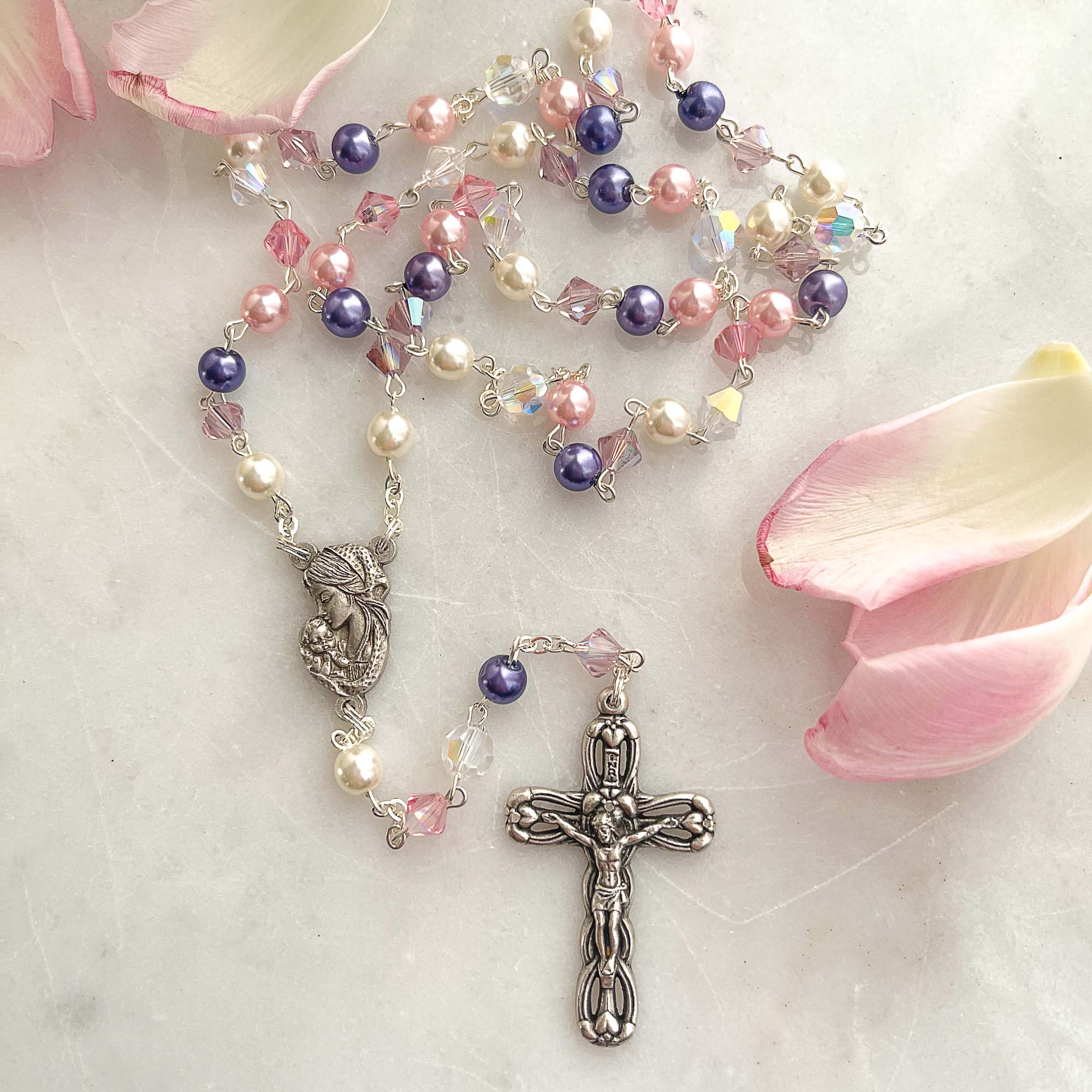 Pink & Purple Swarovski Rosary - Image 4