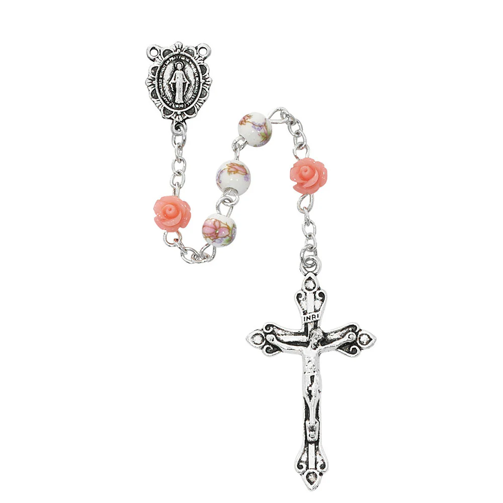 Pink & White Marian Rose Garden Rosary