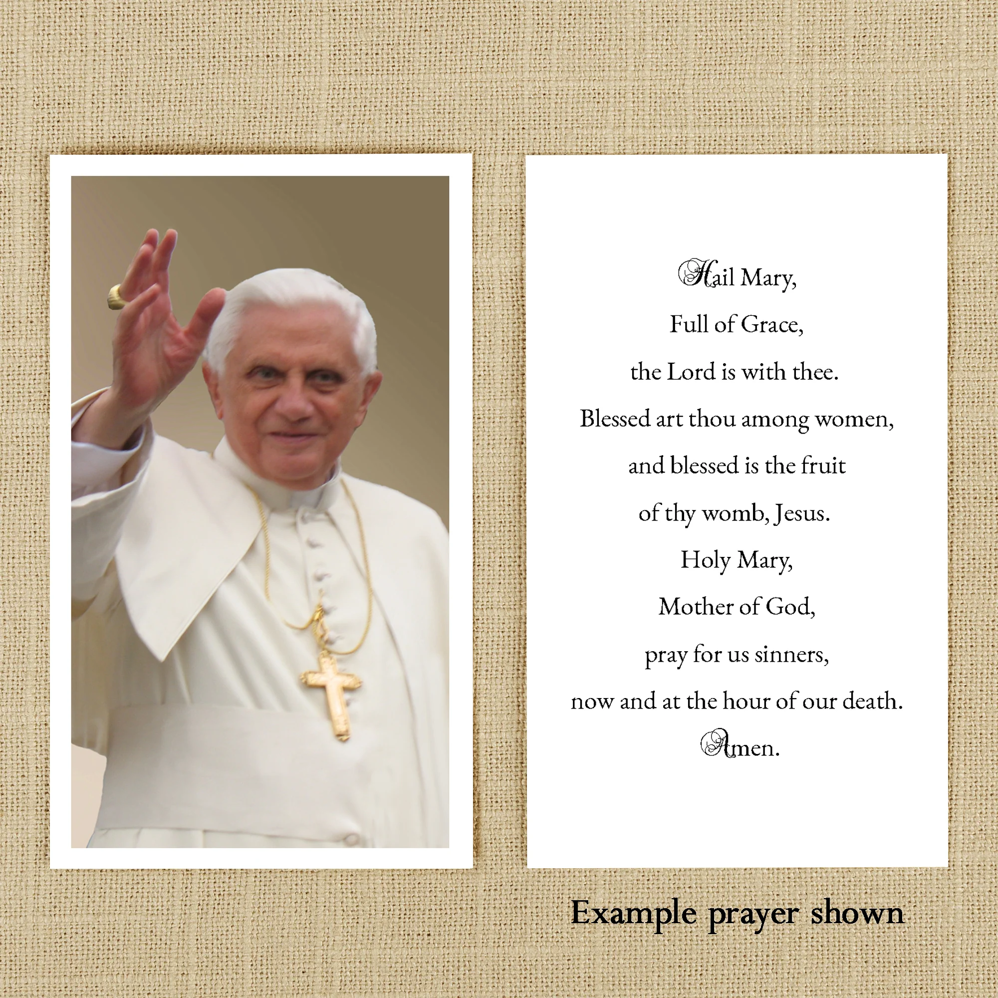 Laminated Pope Benedict XVI Personalized Prayer Card