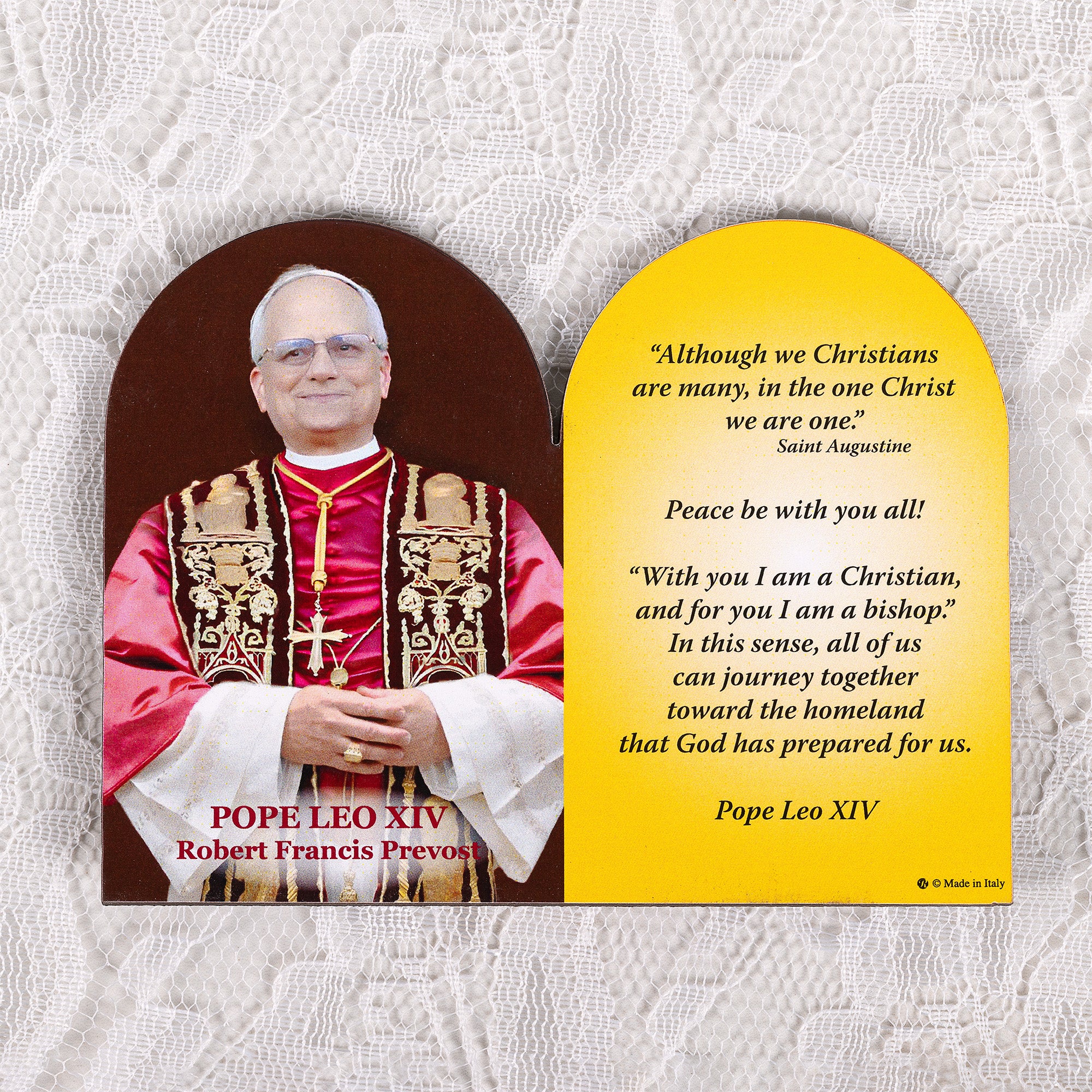 Pope Leo XIV Arched Plaque with Unity Quote - Image 2