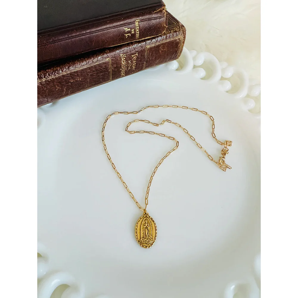 Pope Leo XIV & Guadalupe Paperclip Chain Necklace - Image 2