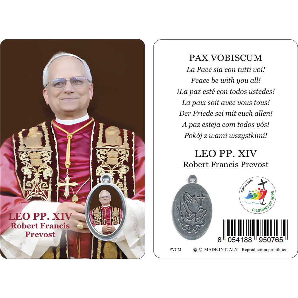 Pope Leo XIV In the One We Are One Prayer Card & Medal - Image 2