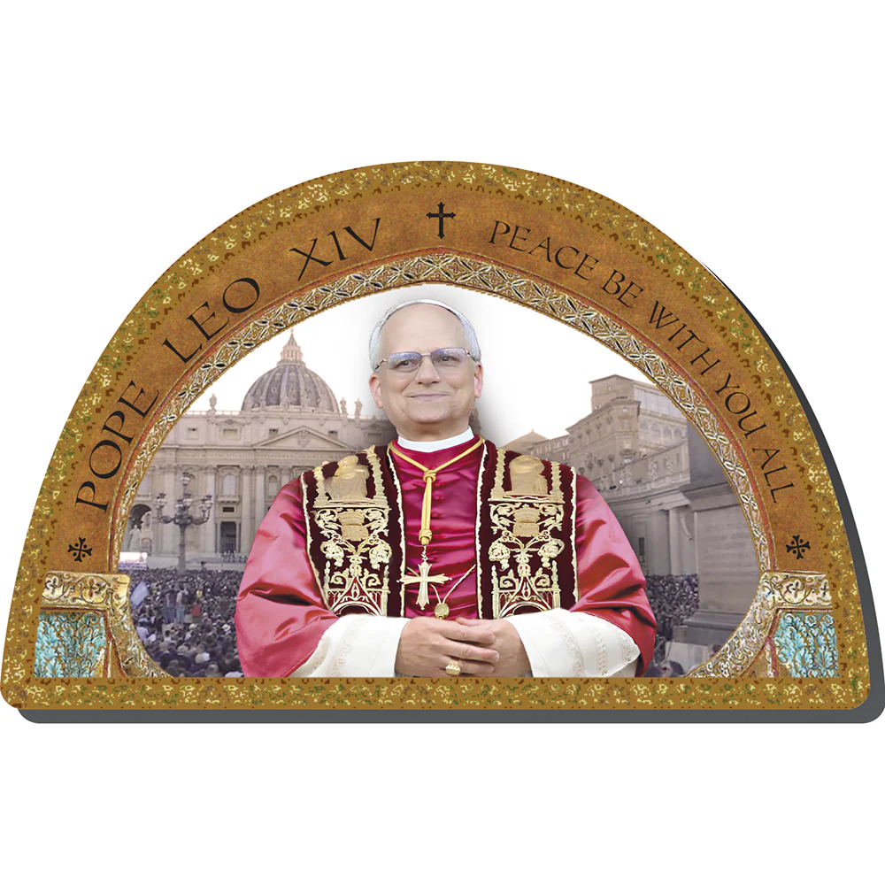 Pope Leo XIV, "La Pace" timpany Icon, gold frame - Image 3
