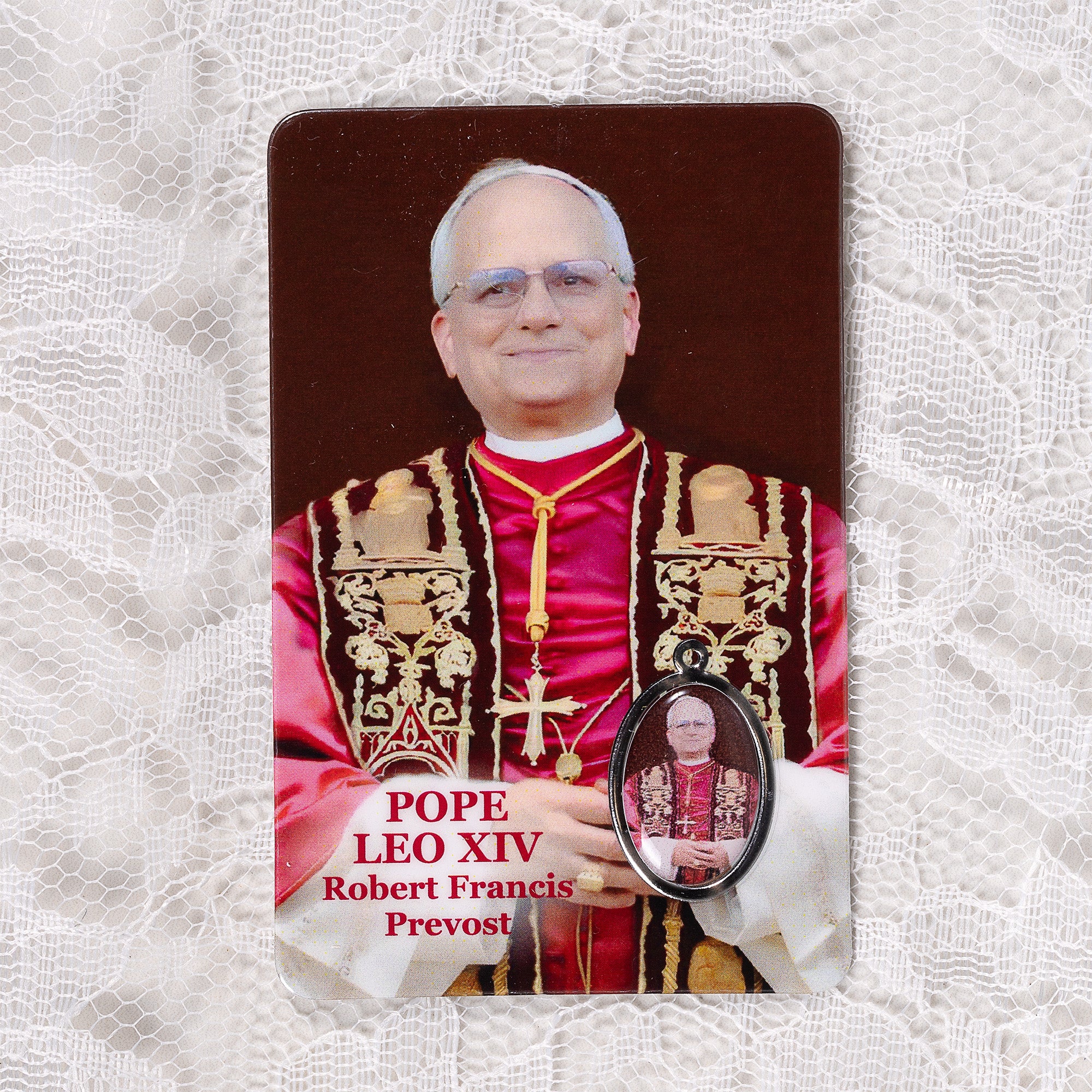 Pope Leo XIV Laminated Prayer Card with Full Color Medal