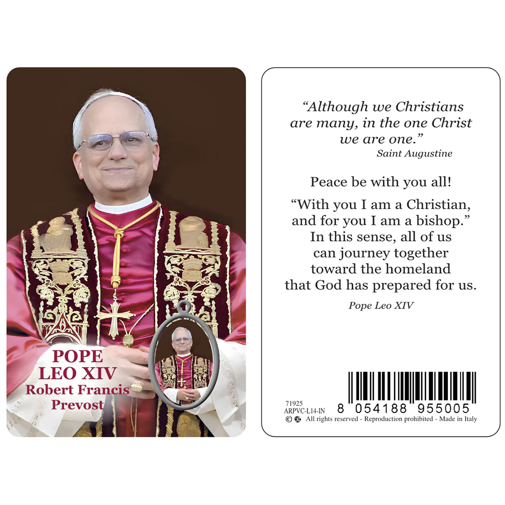 Pope Leo XIV Laminated Prayer Card with Full Color Medal - Image 2