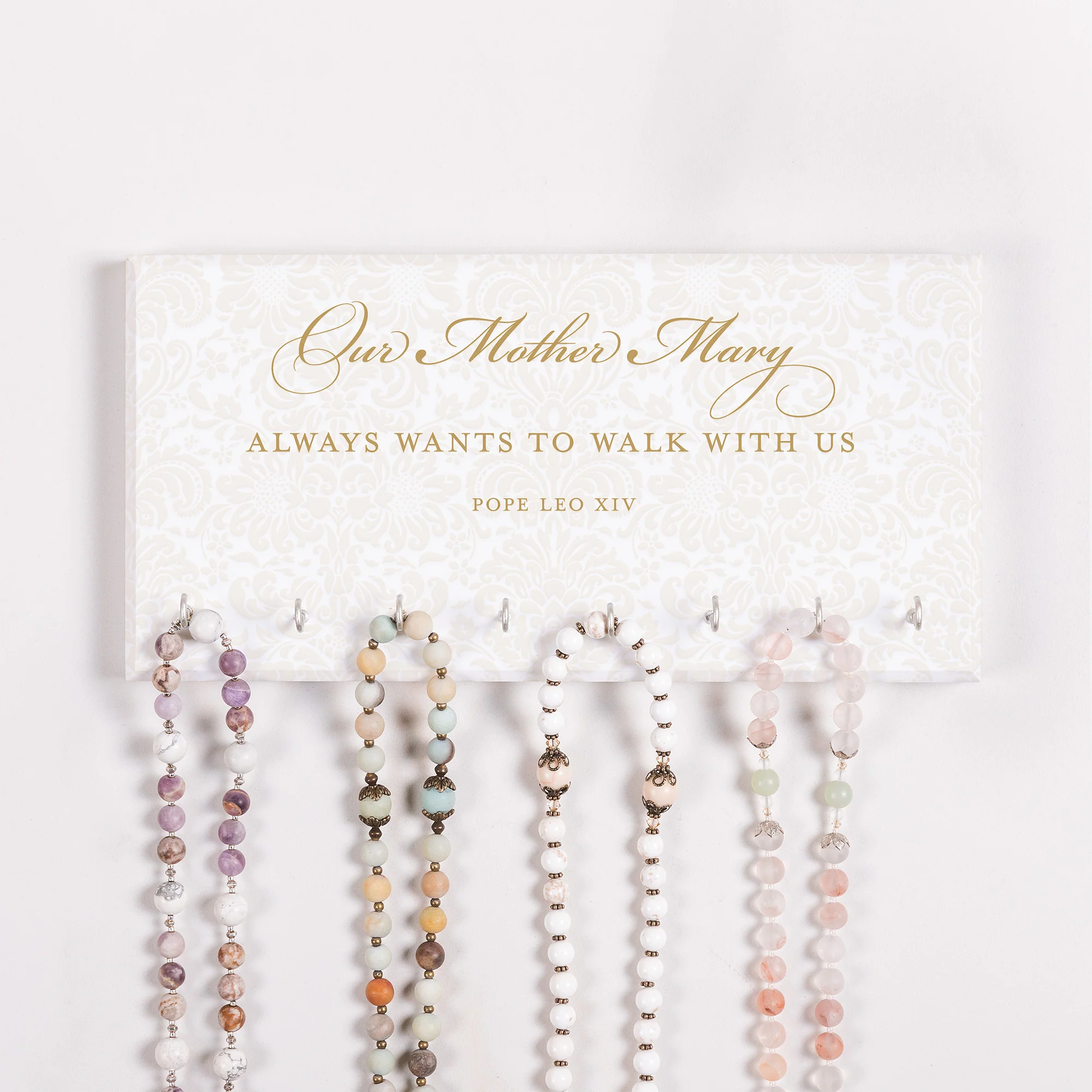 Pope Leo XIV Mother Mary Rosary Rack