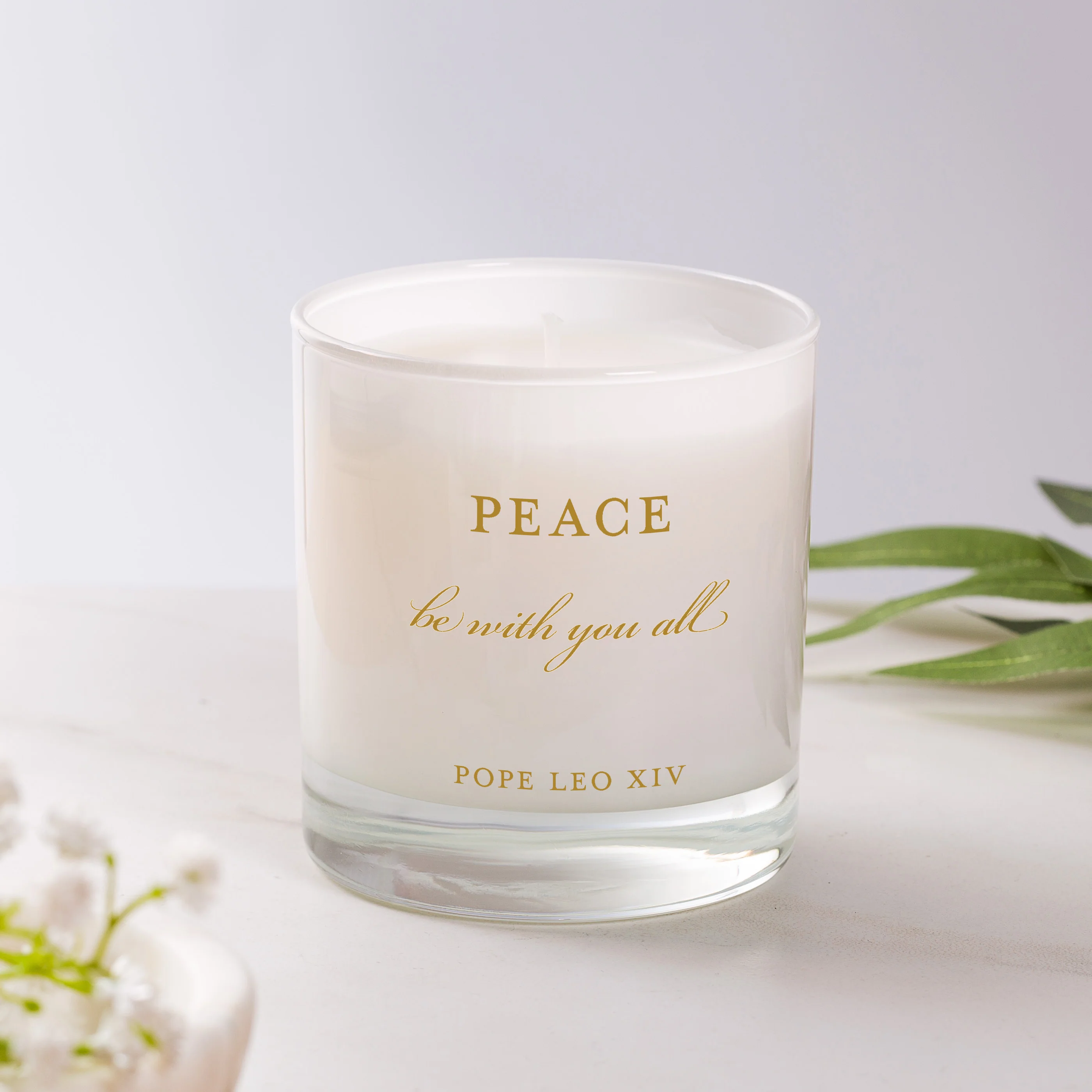 Pope Leo XIV Peace Quote Candle