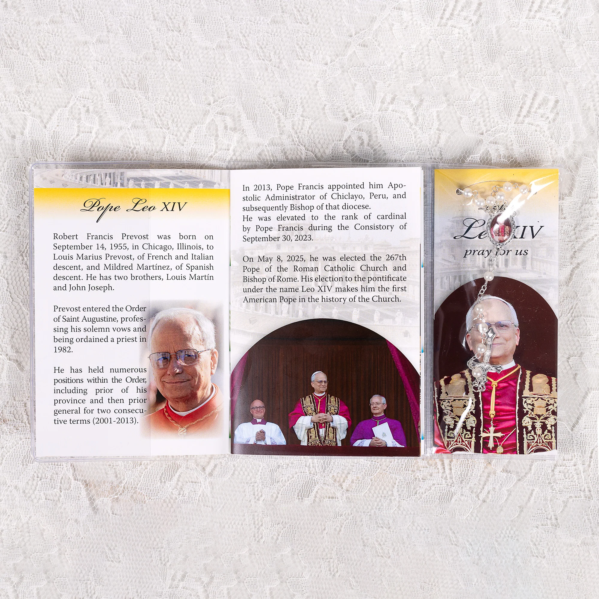 Pope Leo XIV Rosary with Litany of Loreto Prayer Booklet & Bookmark - Image 2
