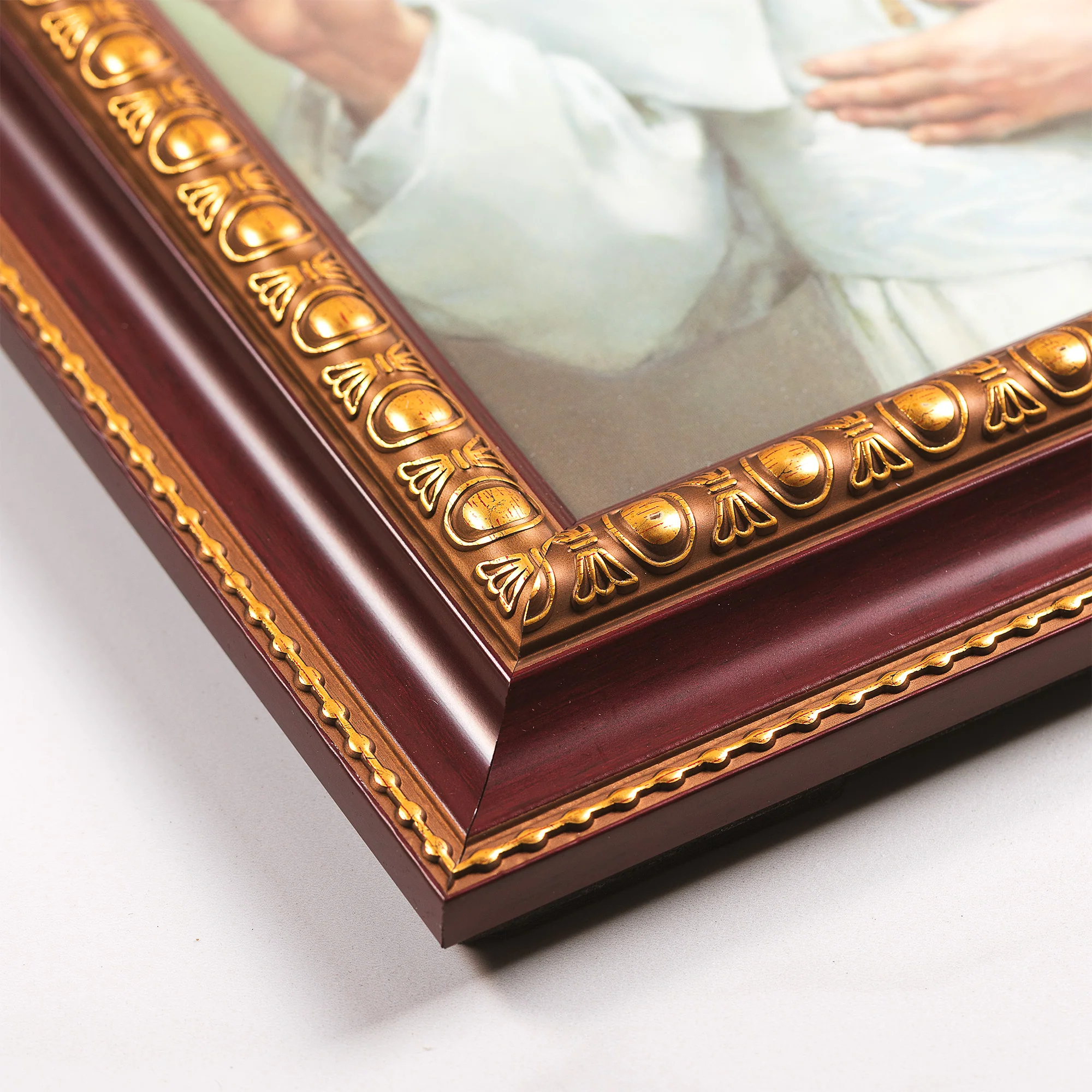 Pope St. John Paul II Ornate Cherry & Gold Framed Print - Image 3