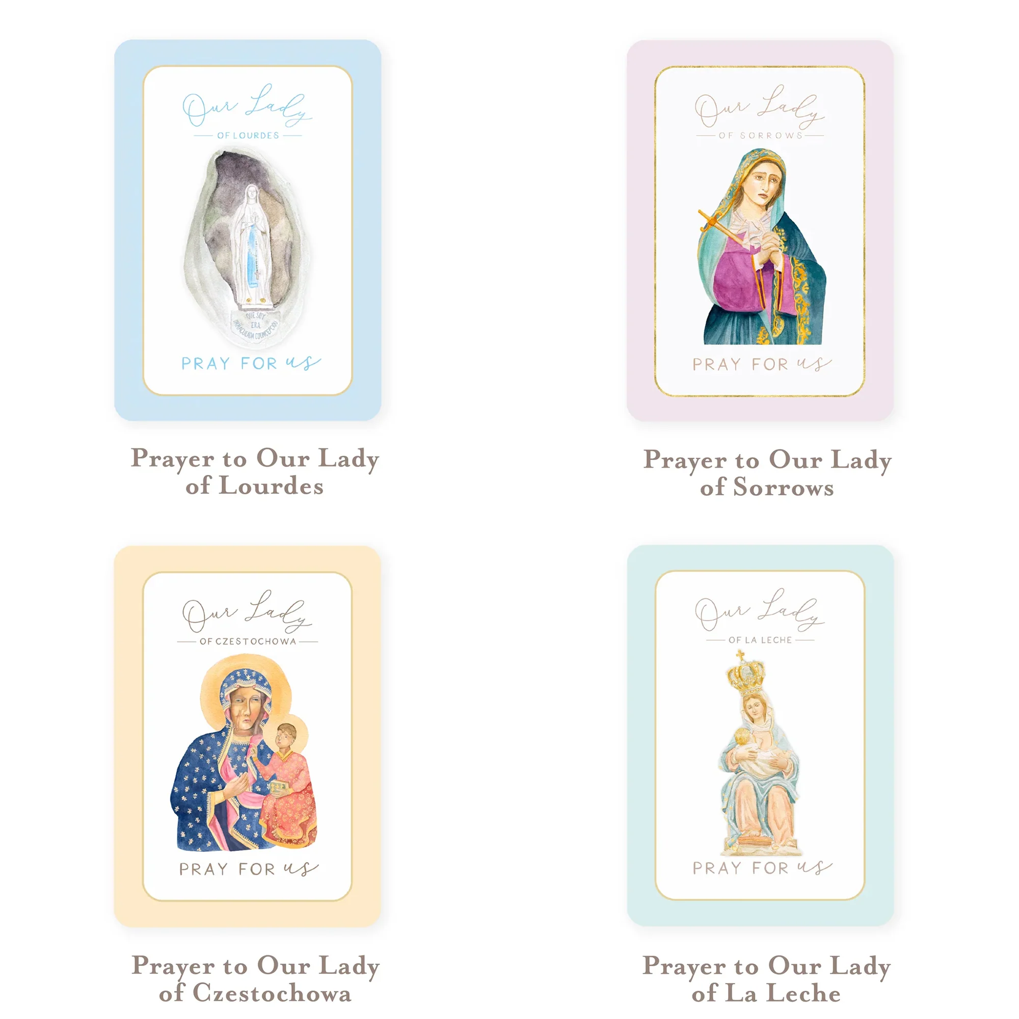 Popular Marian Devotions Prayer Card Bundle (12 Cards) - Image 2
