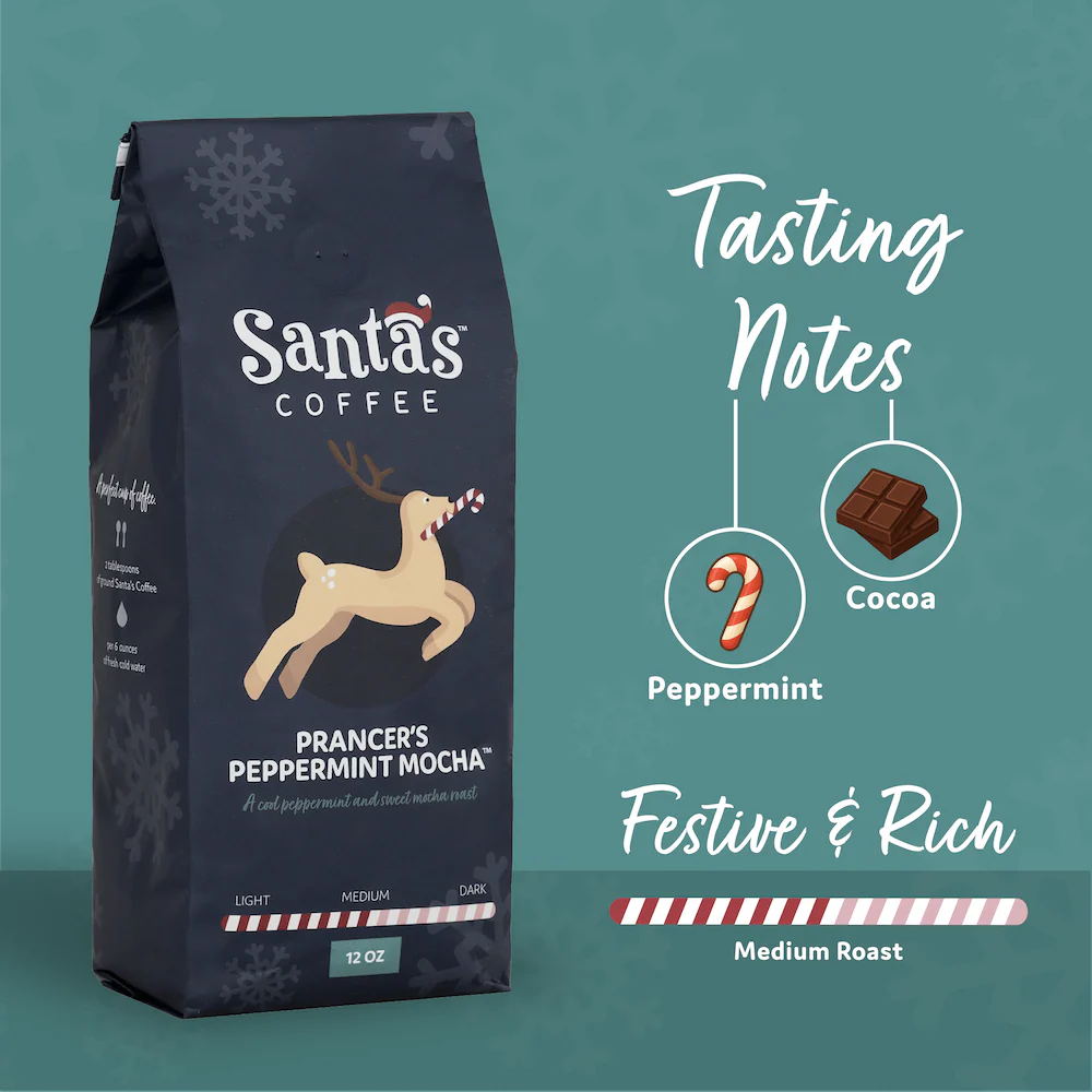 Prancer's Peppermint Mocha: Santa's Coffee Flavored Roast - Image 2