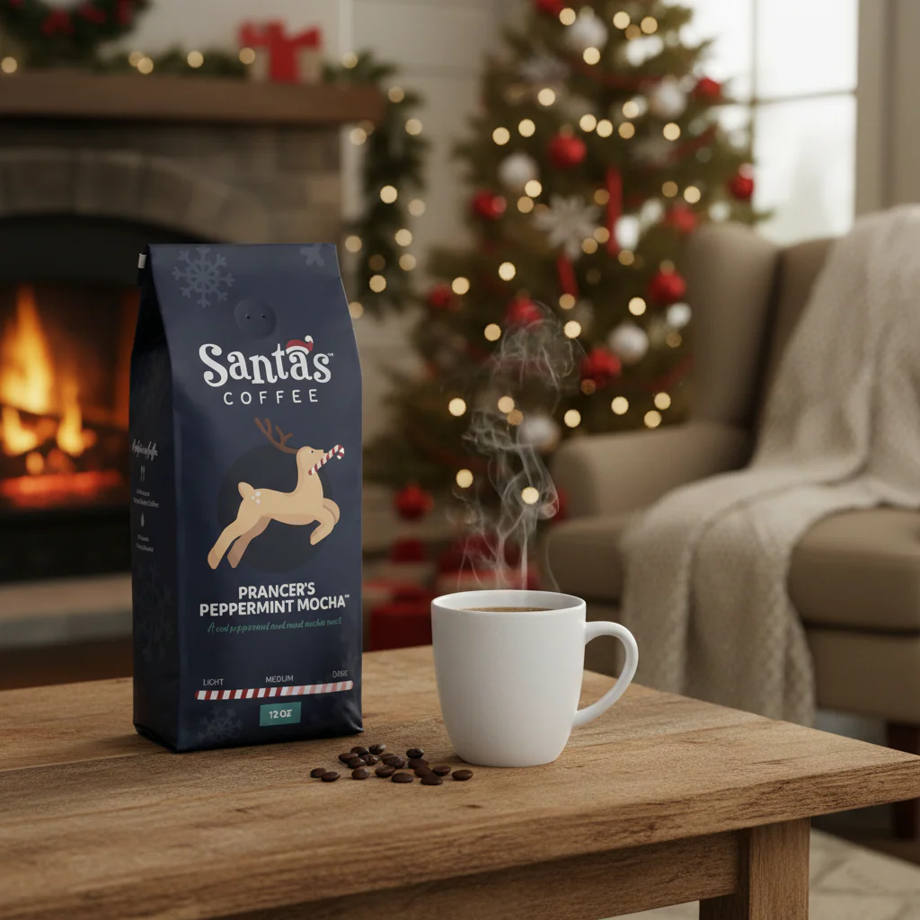 Prancer's Peppermint Mocha: Santa's Coffee Flavored Roast - Image 3