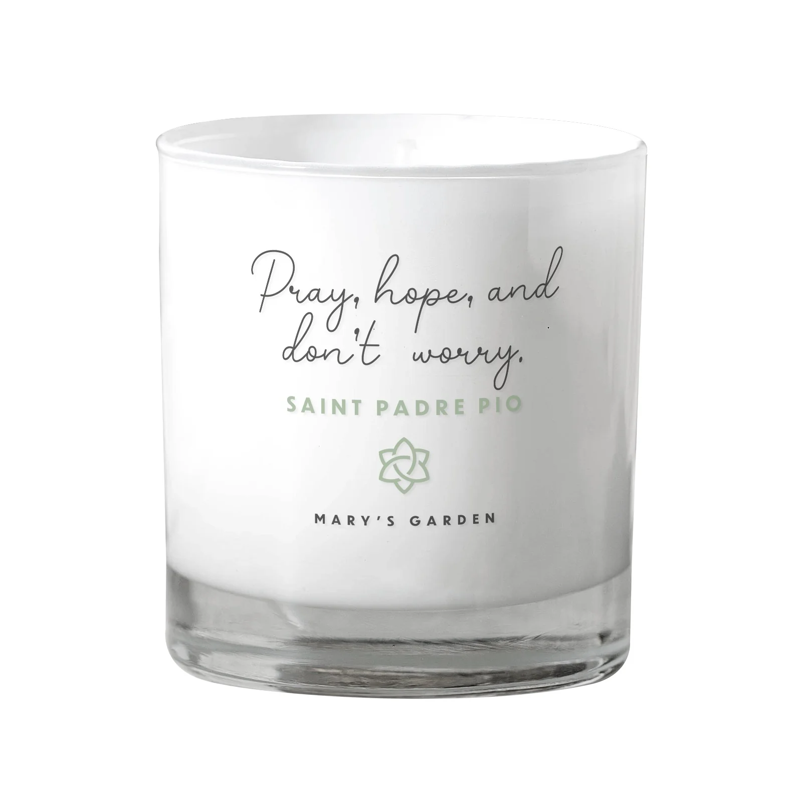 Pray, Hope, and Don't Worry White Candle - Image 2