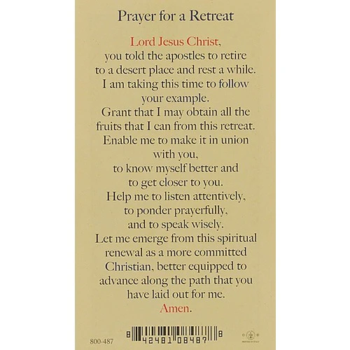 Prayer for a Retreat - Prayer Card - Image 2