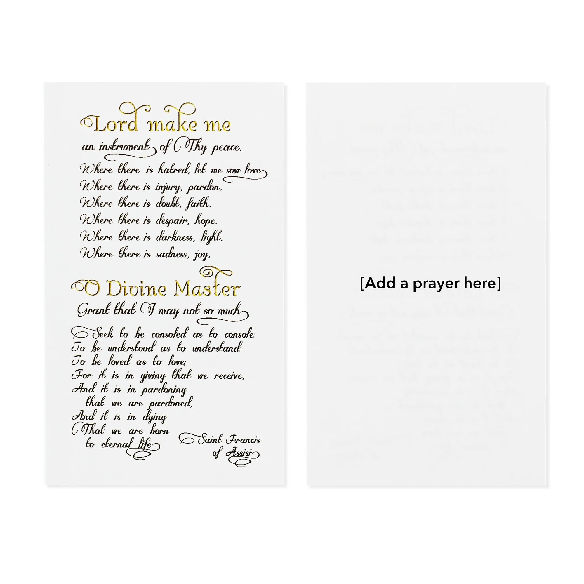 Laminated Prayer of Saint Francis Personalized Prayer Cards - Image 2
