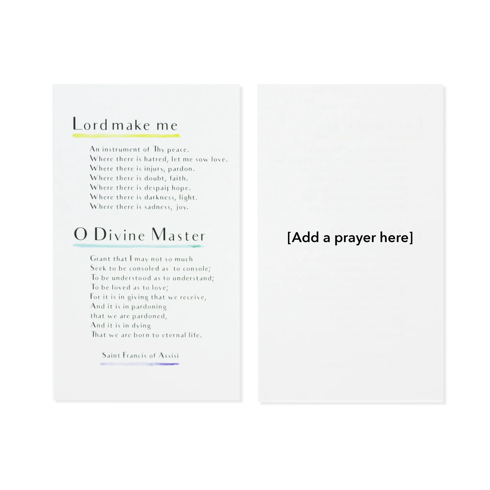Laminated Prayer of Saint Francis Watercolor Personalized Prayer Card - Image 2