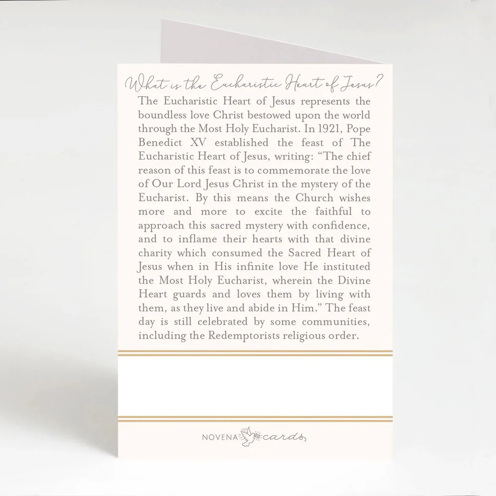 Prayer to the Eucharistic Heart of Jesus Folded Prayer Card - Image 2