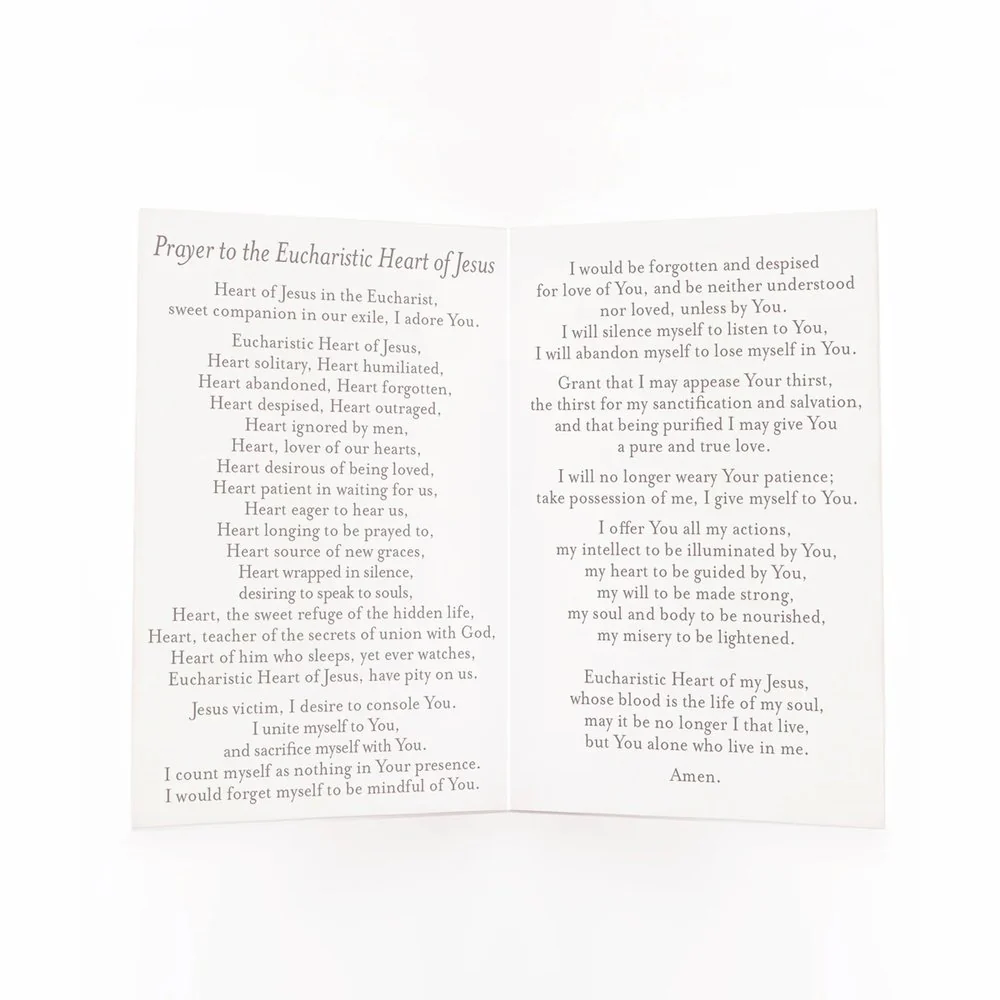 Prayer to the Eucharistic Heart of Jesus Folded Prayer Card - Image 3