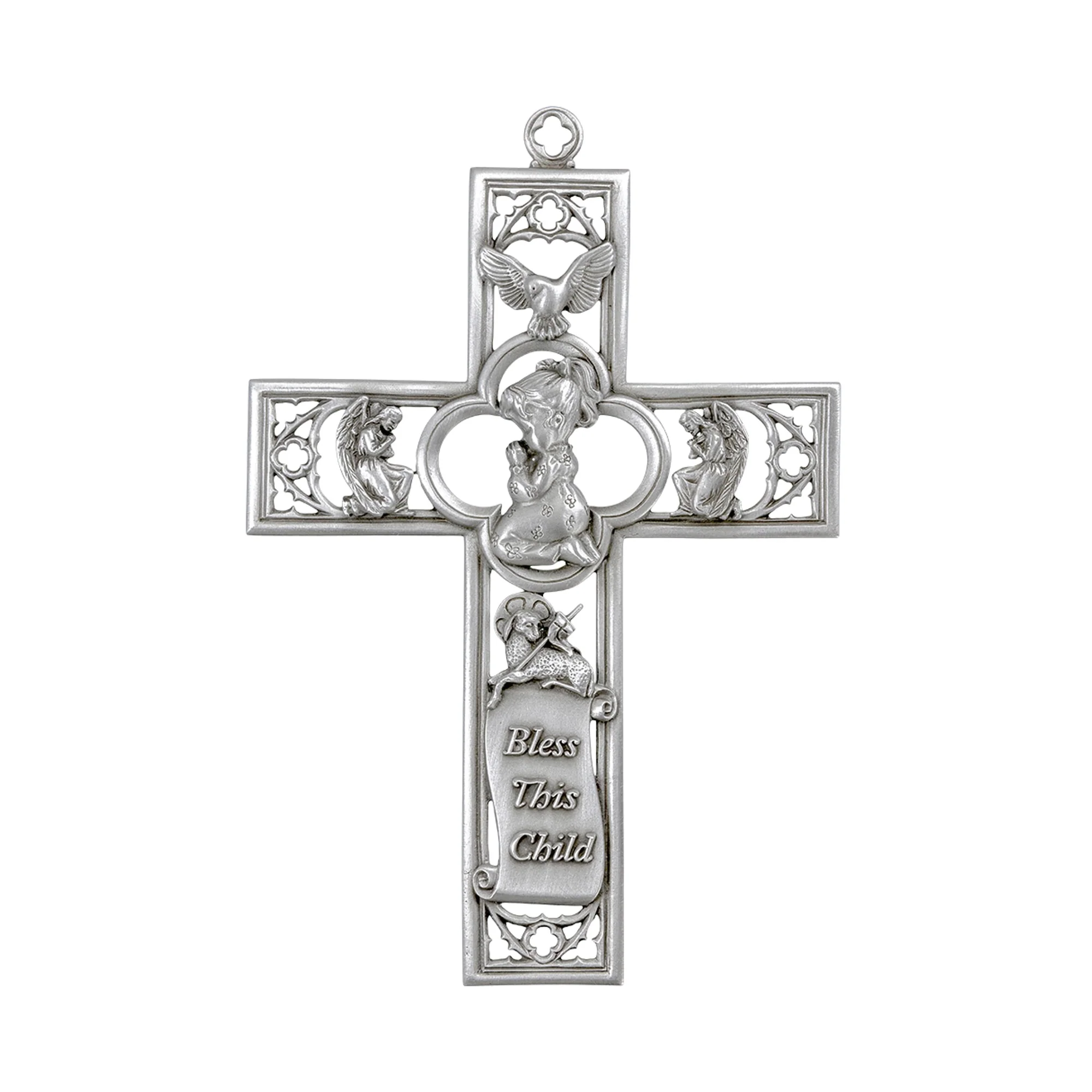Praying Child Symbols of Faith Pewter Cross