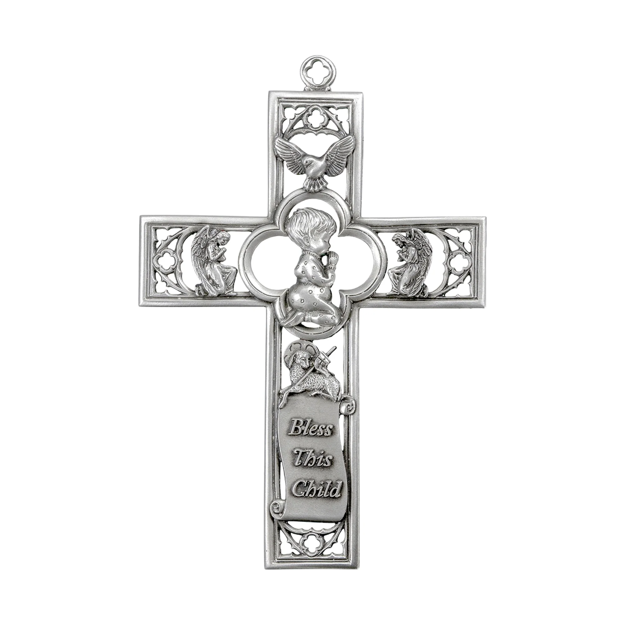 Praying Child Symbols of Faith Pewter Cross - Image 2