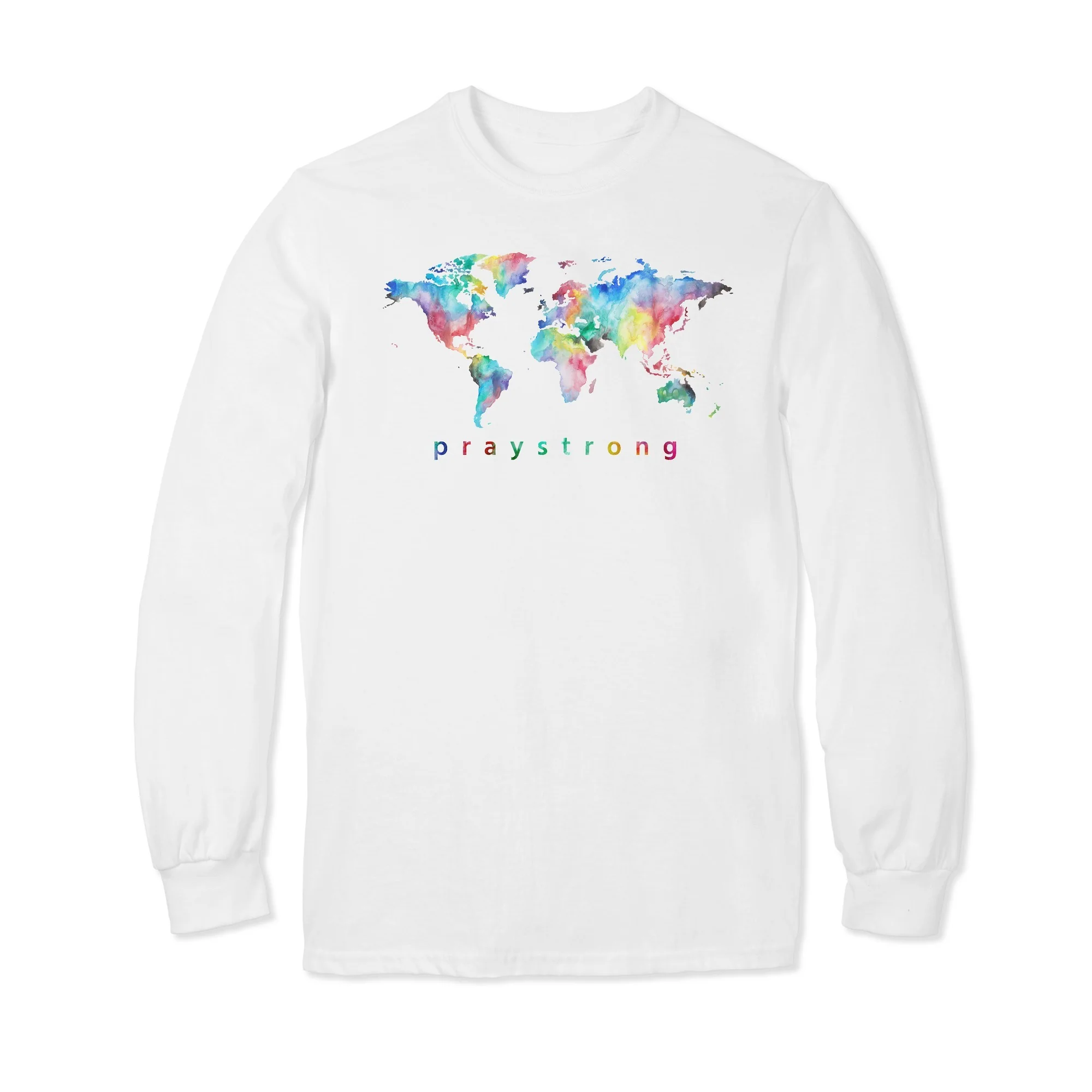 PrayStrong World Watercolor Long Sleeve T-shirt - Image 4