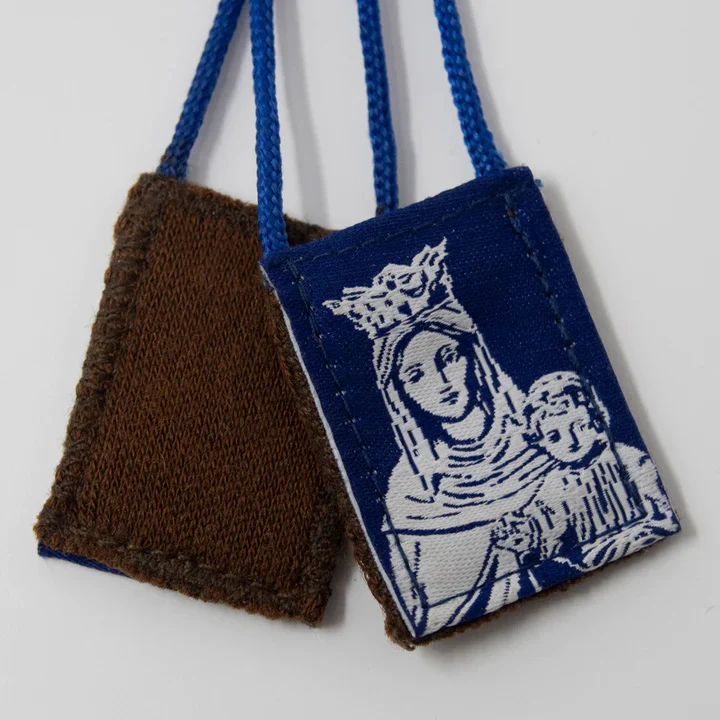 Premium Our Lady of Mt. Carmel Blue and White Scapular - 15" - Image 3