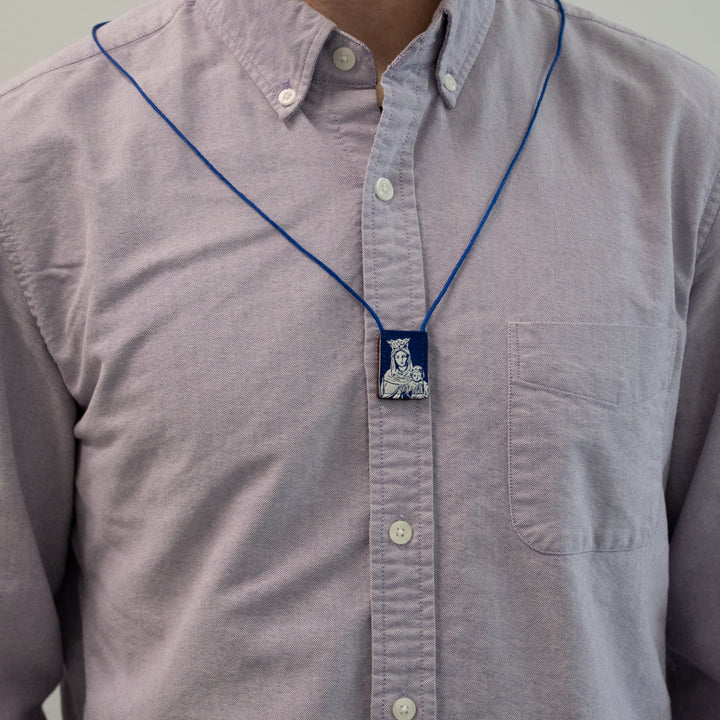 Premium Our Lady of Mt. Carmel Blue and White Scapular - 15" - Image 4