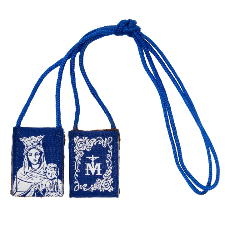Premium Our Lady of Mt. Carmel Blue and White Scapular - 15" - Image 6