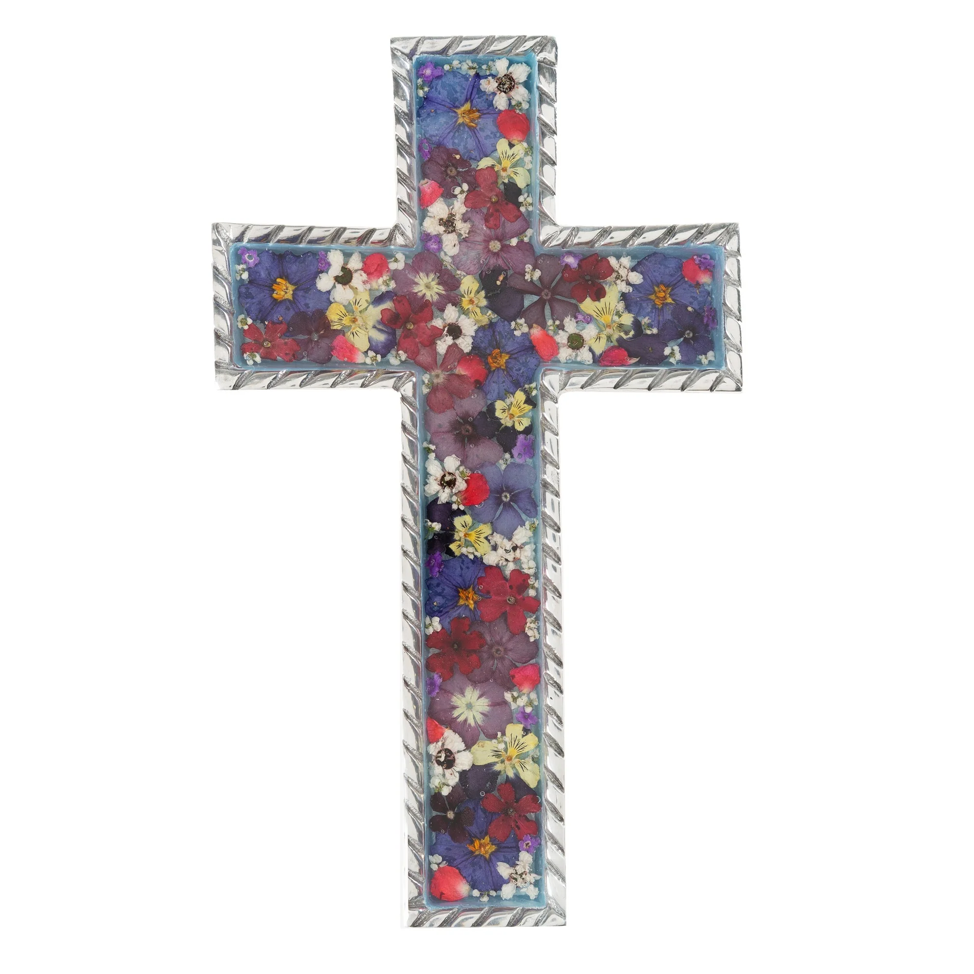 Pressed Flower Braided 8" Wall Cross
