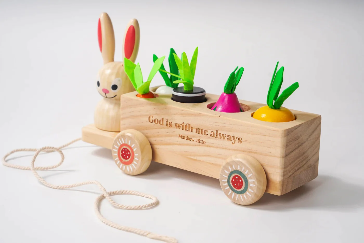 Pull-Along Bunny Wooden Scripture Toy - Image 2