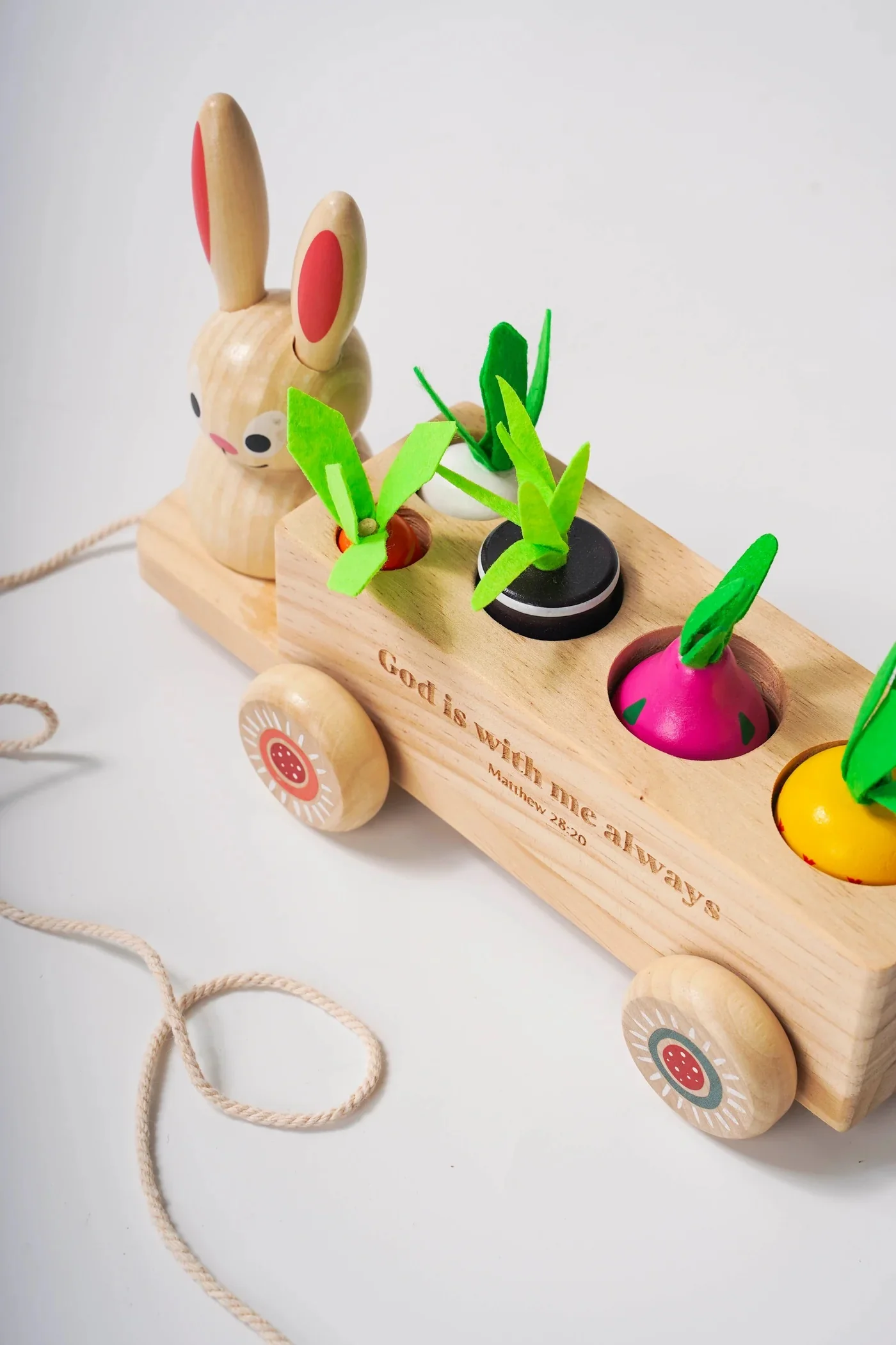 Pull-Along Bunny Wooden Scripture Toy - Image 3
