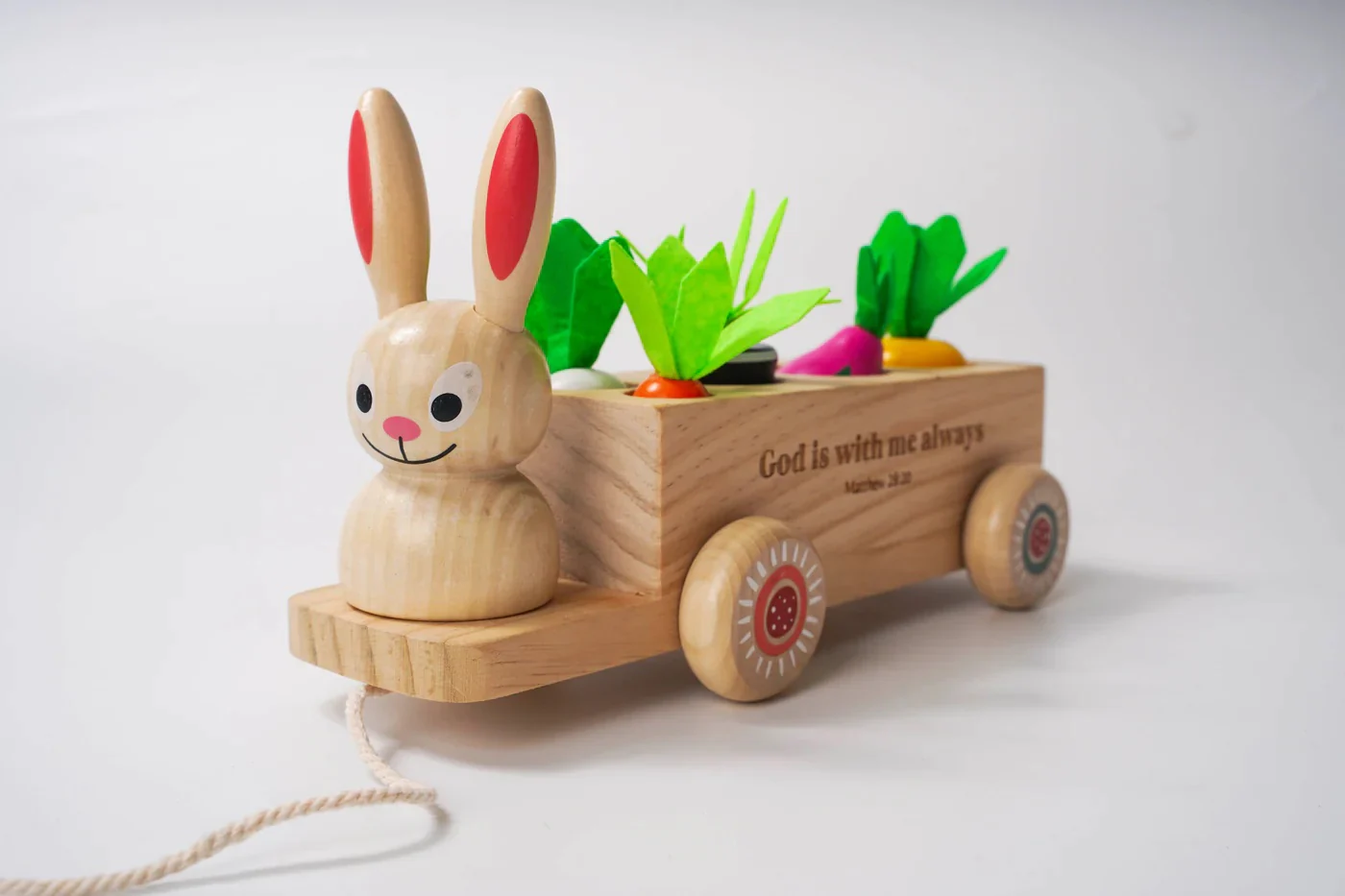 Pull-Along Bunny Wooden Scripture Toy - Image 4