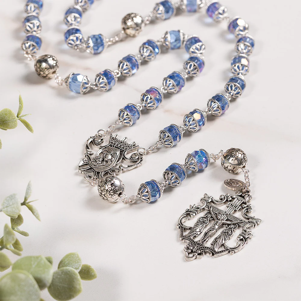 Queen of Heaven Blue Filigree Rosary - Image 2