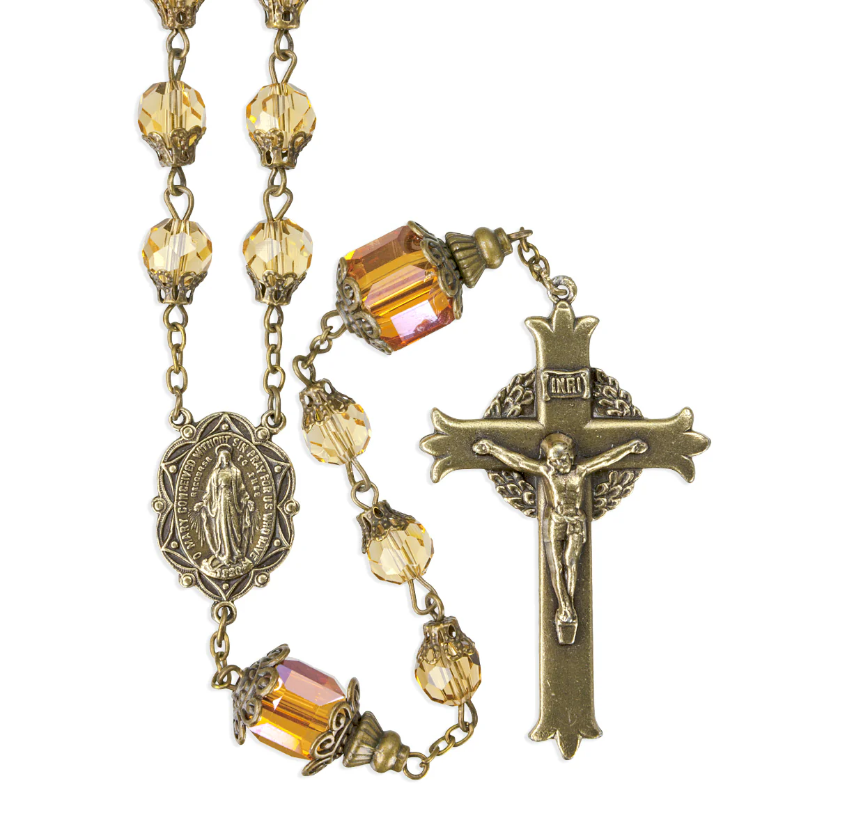 Queenship of Mary Champagne Crystal Rosary